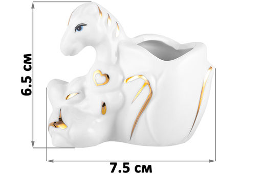 Вазочка для зубочисток 7,5*4,5*6,5 см Лошадь белая с золотом, фарфор - Elan gallery фото 2