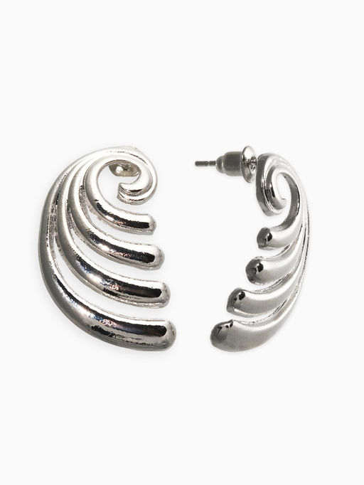 Серьги металл «Волна», цвет серебро