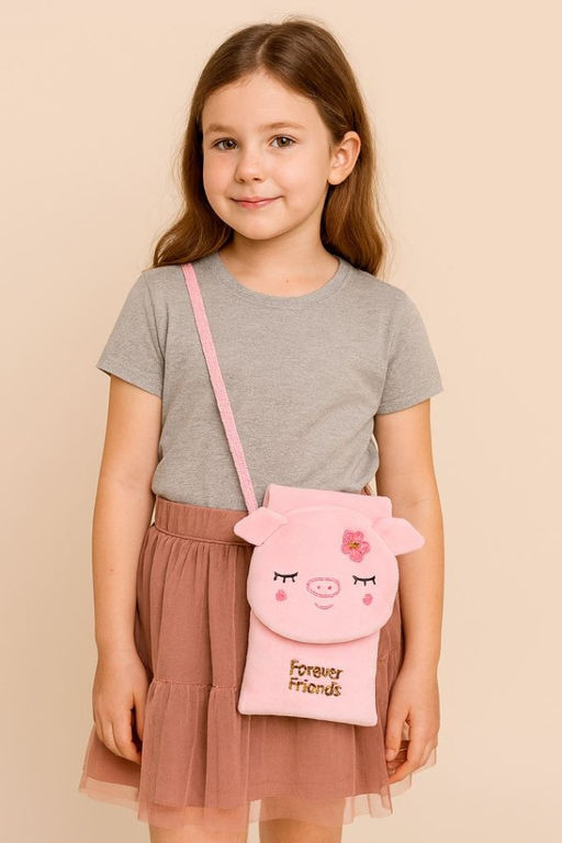 Сумочка плюшевая "Sleeping pig", pink (17*10 см)