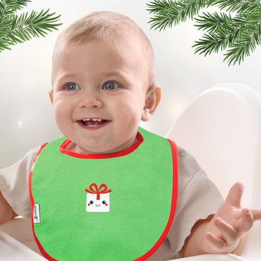Нагрудник для кормления, новогодний, Happy, на липучке, Крошка Я, МИКС