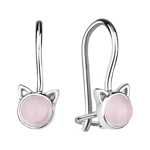 Серьги из серебра розовый кварц, Л-10716