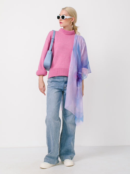 Большой, мягкий, тонкий и очень нежный двусторонний палантин с рисунком в стиле арт-деко - Tantino фото 2