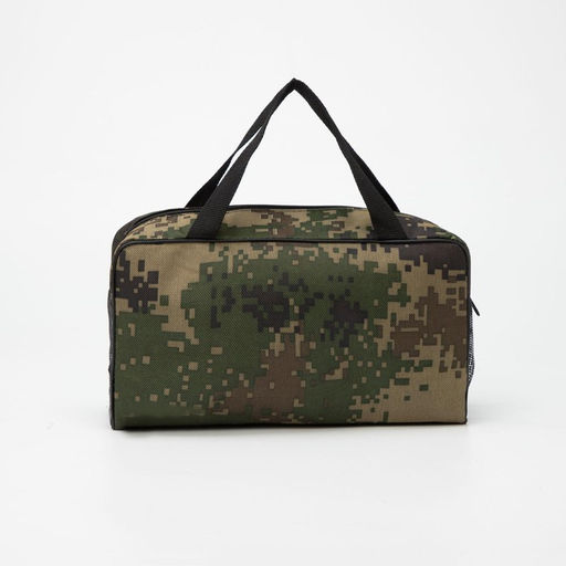 Косметичка-сумка на молнии, с сеткой, принтом Пиксели, коричневая - Simaland фото 2