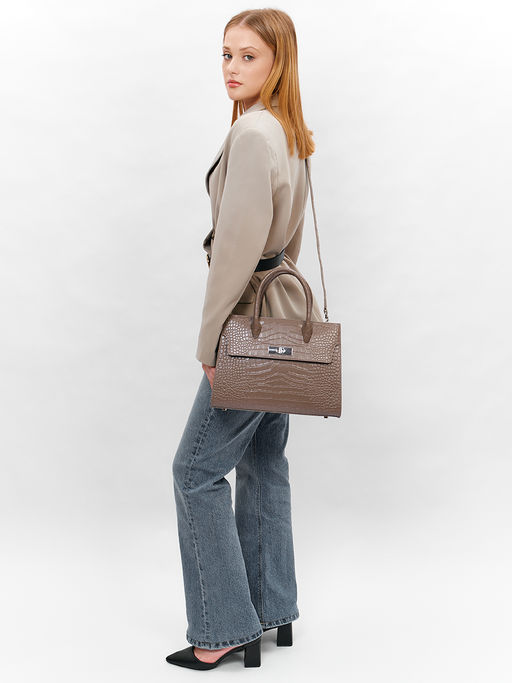 LACCOMA сумка НИ7266-серый натуральная кожа хлопок фото 8