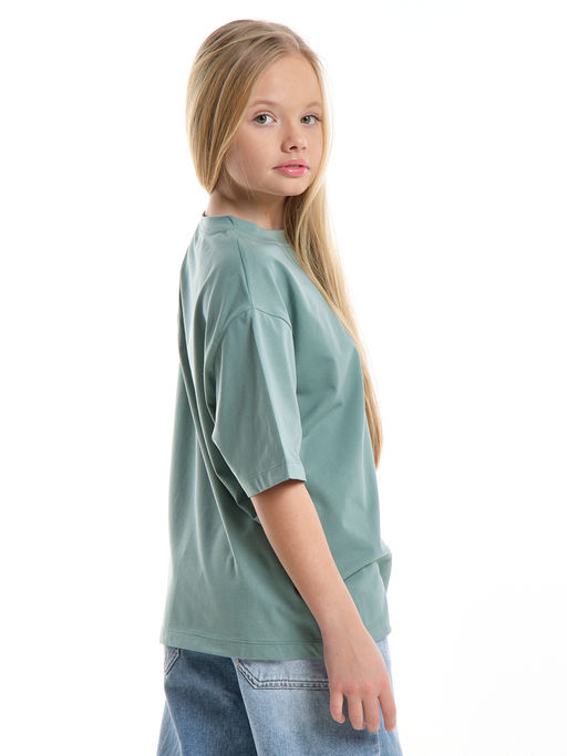 Футболка фисташковая детская хлопок подросткам 22-7627 фисташковый - Mini maxi фото 3