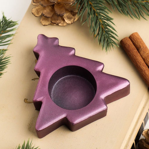 Подсвечник на 1 свечу Ёлочка, 2.5?9 см, серебро