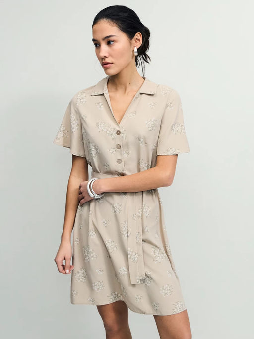 Платье с поясом и цветочным принтом / Zarina  фото 7