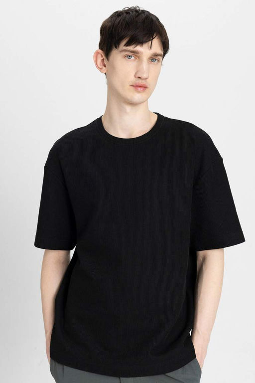 Relax Fit Bisiklet Yaka K?sa Kollu Tisort - Defacto фото 2