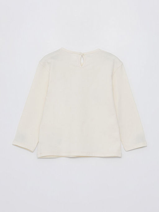 Bisiklet Yaka Uzun Kollu Bask?l? K?z Bebek Ti??rt - Waikiki фото 3