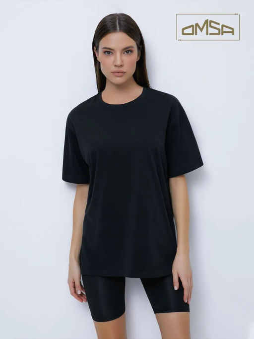 OmT_D1301 Фуфайка (футболка) OVERSIZE, COTTON - nero - Omsa фото 4