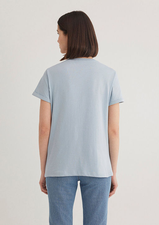 Denim K?z Bask?l? Mavi Istanbul Tisort  фото 5