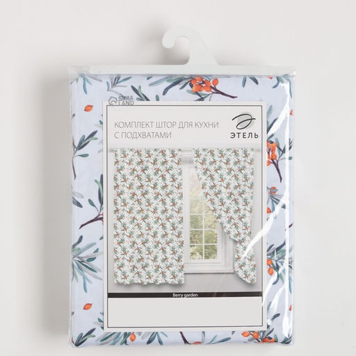 Комплект штор для кухни с подхватами Berry garden 145х180см-2 шт., 100% п/э - Этель фото 7