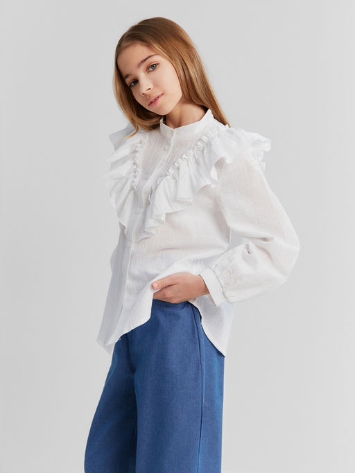 Блузка для девочки MINAKU: Cotton collection, белая, рост 122 см