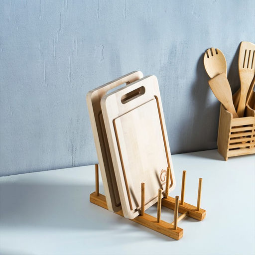 Подставка для разделочных досок и крышек, 26×10.5 см, 5 мест, бамбук
