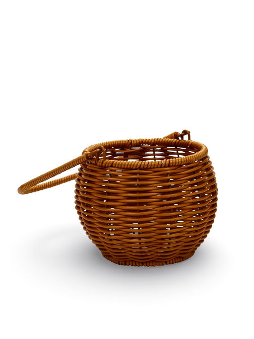 Корзина плетёная для хранения «Шар», 14×14×12 см, ручка h=16 см, пластиковая, коричневая