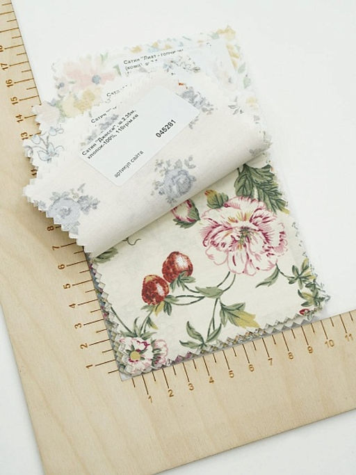 Комплект образцов Сатин цветочный рисунок, 2,2-2,5м №1 - Купава фото 3