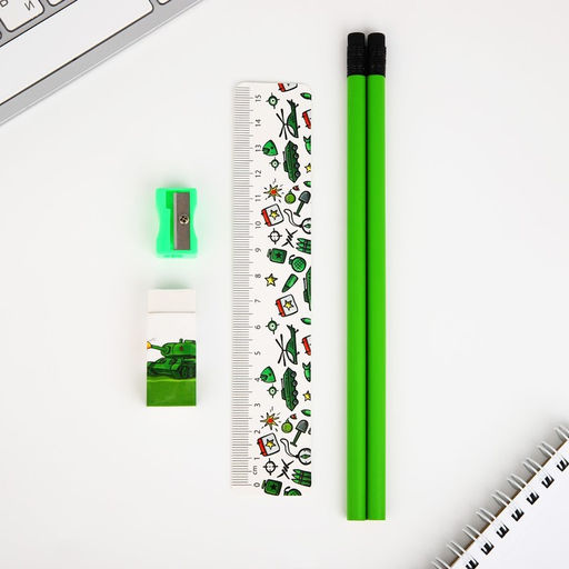 Подарочный набор С 23 февраля! Танк, линейка, карандаши, точилка и ластик