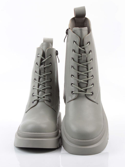 04-PAS70-3Z GRAY/GREEN Ботинки зимние женские (натуральная кожа, 100% шерсть)