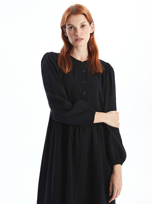 Bisiklet Yaka D?z Uzun Kollu Kad?n Elbise