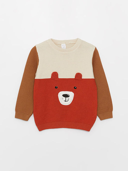 Bisiklet Yaka Uzun Kollu Bask?l? Erkek Bebek Triko Kazak - Waikiki фото 3