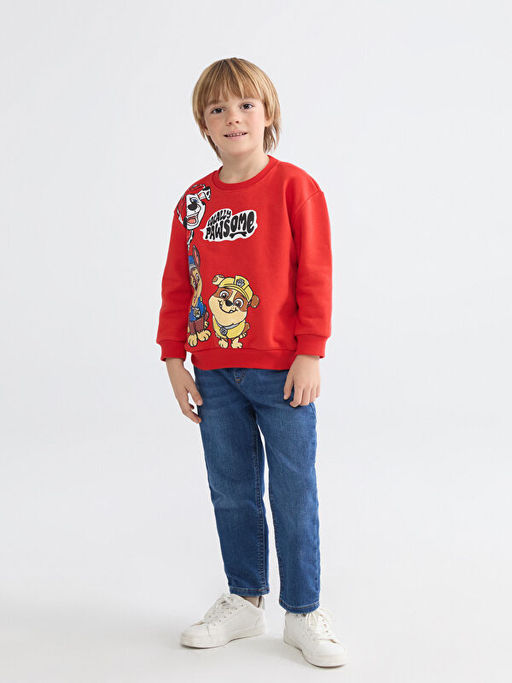 Bisiklet Yaka Paw Patrol Bask?l? Erkek ?ocuk Sweatshirt