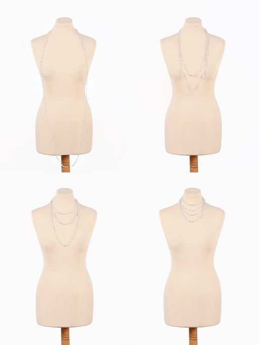 Бусы жемчужные, длинные, d=3.4, 5.6, 8.10, белые в серебре