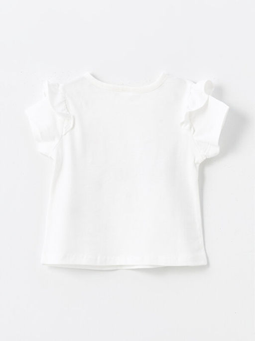 Bask?l? Bisiklet Yaka K?sa Kollu K?z Bebek Ti??rt 2li - Waikiki фото 3