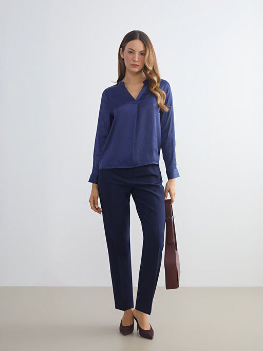 Ka??k Yaka Saten Bluz