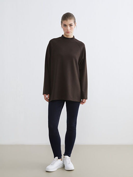 Dik Yaka Oversize Kad?n Sweatshirt Tunik
