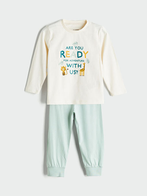 Bask?l? Erkek ?ocuk Pijama Tak?m