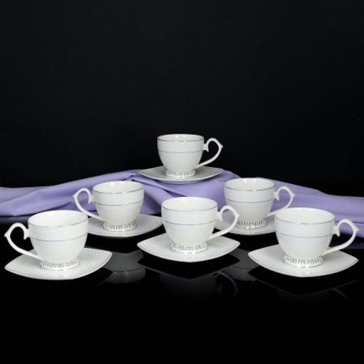 Чайный набор 12 предметов 260 мл на ножке со стразами / GA2-12G /уп 8/ костяной фарфор - ГалеонТрейд фото 2