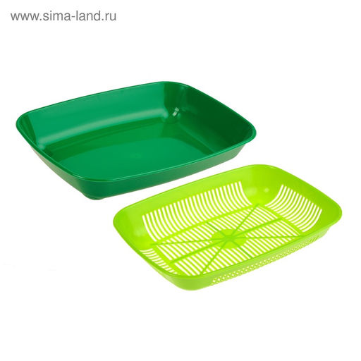 Туалет округлый с сеткой 33.5×25×6 см, темно-зеленый/светло-зеленый