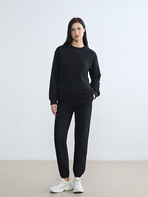 Bisiklet Yaka Kad?n Kal?n Sweatshirt