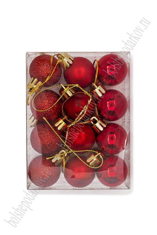 Набор новогодних шаров 3 см (12 шт) SF-7334, красный №1