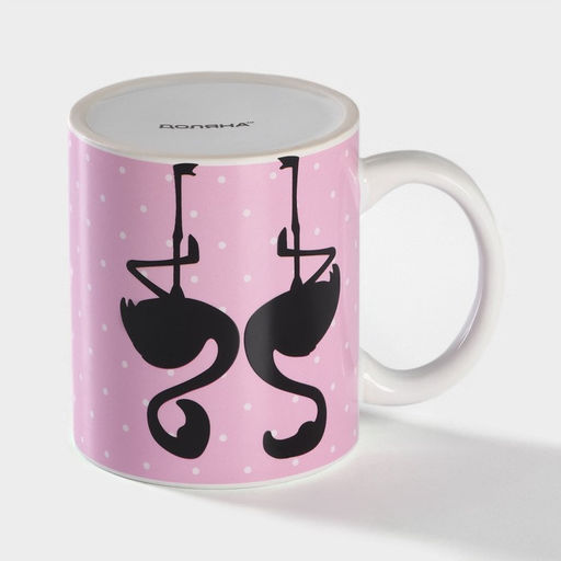 Кружка - хамелеон Доляна Фламинго, 350 мл, керамика, розовая