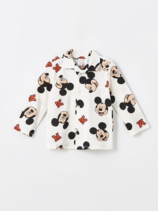 Polo Yaka Uzun Kollu Mickey Mouse Bask?l? Erkek Bebek Pijama Tak?m? - Waikiki фото 2