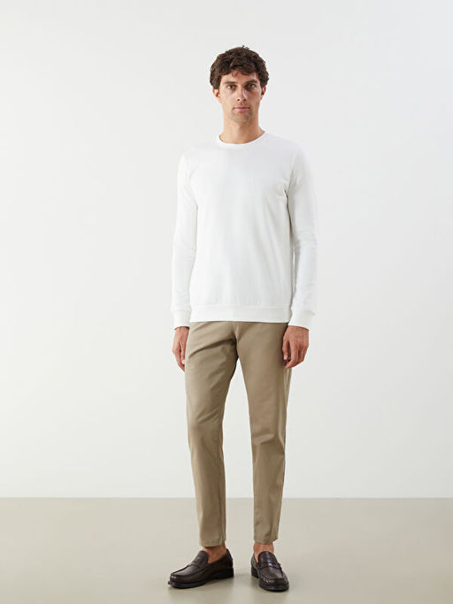 Bisiklet Yaka Bask?l? Erkek Kal?n Sweatshirt