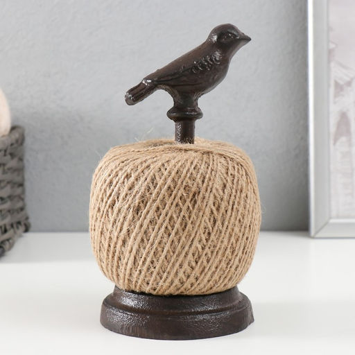 Фигурка-катушка для ниток «Птица на жёрдочке», чугун, 9×9×17.5 см