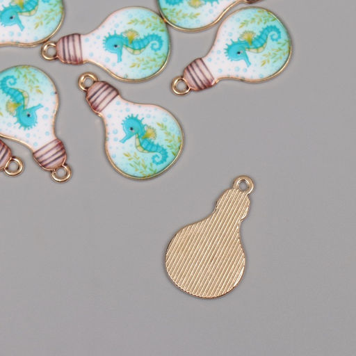 Цена за 8 шт. Декор для творчества металл, эмаль «Морской конёк в лампочке», 2.8×1.6 см