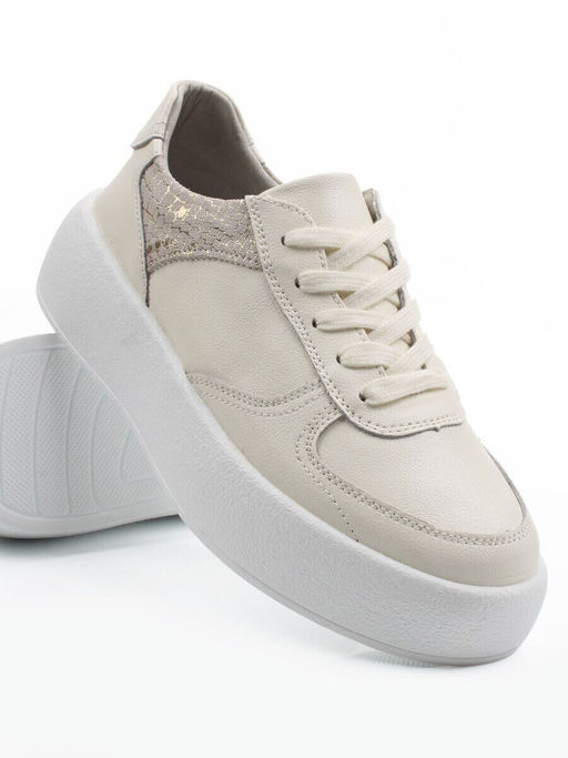 03-C140-2 LT. BEIGE Полуботинки спортивные женские (натуральная кожа)