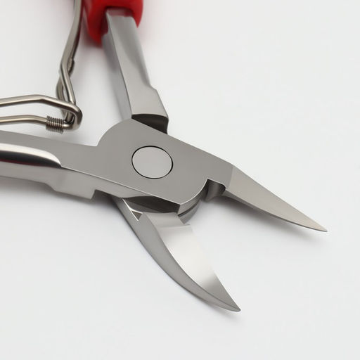 Кусачки педикюрные, с пластиковой ручкой, изогнутое лезвие, 13 см, длина лезвия-17 мм, серебристые, красные