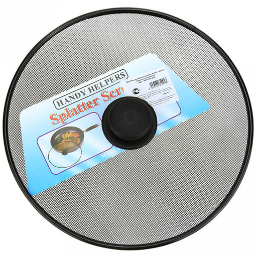 "Блэк" Крышка-сито "Брызгоулавливатель" д25см, металл/окрашенный, цвет - черный, ручка-кнопка пластмассовая, в п/эт пакете (Китай)