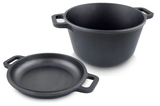 Казан с крышкой-сковородой, литой, 7л