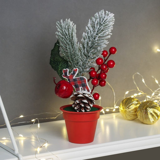 Новогодняя композиция на стол «Зимнее волшебство. Яркий праздник», в горшке, 25×7 см  фото 2