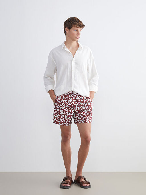 K?sa Boy Desenli Erkek Deniz ?ortu