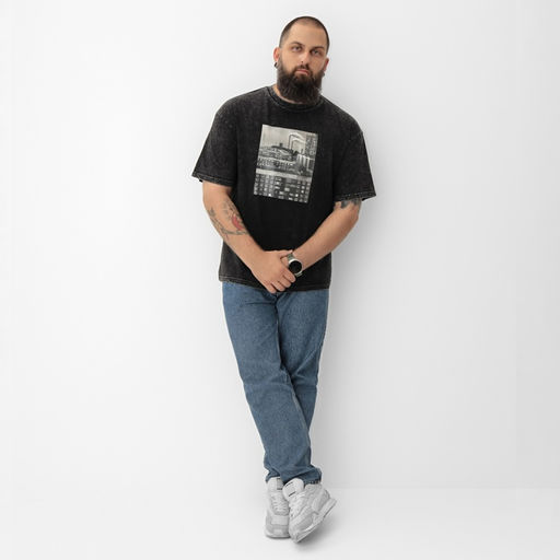Футболка мужская MIST «Город» из вареного хлопка, черный, р-р XL