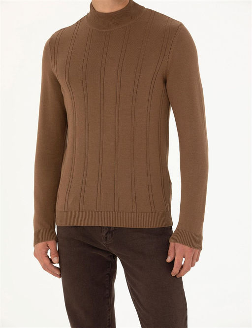 Ye_il Slim Fit Yar_m Bal_k__ Yaka Triko Kazak