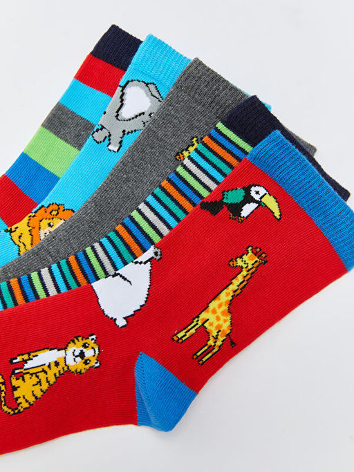 Desenli Erkek ?ocuk Soket ?orap 5li - Waikiki фото 3