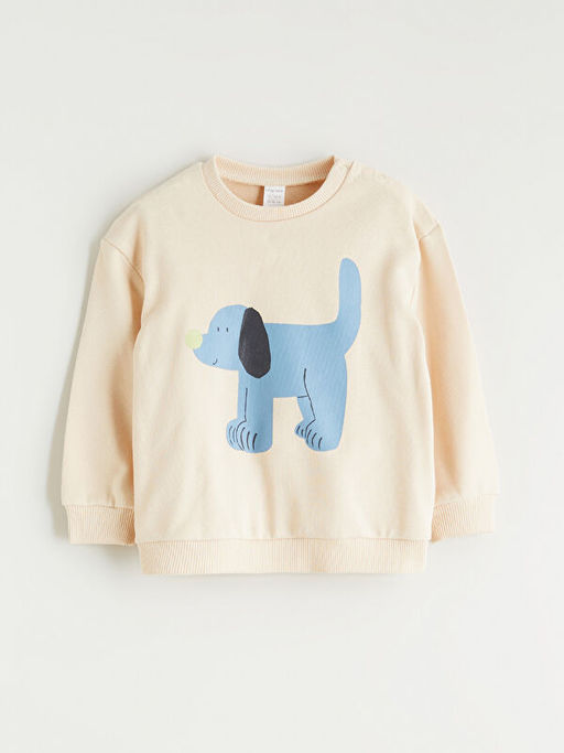Bisiklet Yaka Erkek Bebek Sweatshirt ve Pantolon 2li