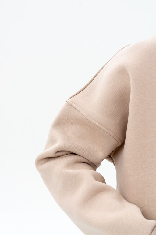 Джемпер свитшот из мягкого хлопкового футера с начёсом св.бежевый - Solo mio фото 5